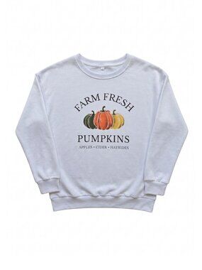 NWOT | White Farm Fresh Pumpkins Apples Cider Graphic Fall Sweatshirt | Medium